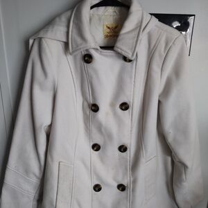 Faded Glory White Double-Breasted Pea Coat